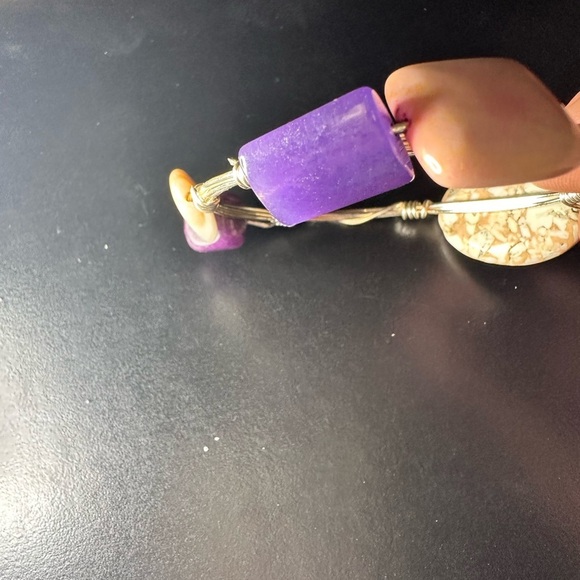 Twisted silver bracelet with stones - Picture 7 of 7